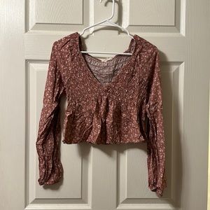 Sm sized LA Hearts pink floral long sleeve blouse!